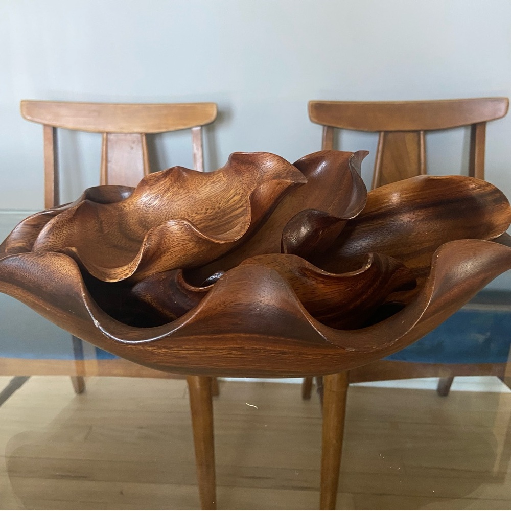 Monkey Pod Or Teak Salad Bowl Set MCM Mid Century